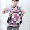 thumbnail image 6 of FORMRS Unisex School Backpack 17" Student Travel Bag with Laptop Compartment, Pink and Purple Plaid Pattern, 6 of 7