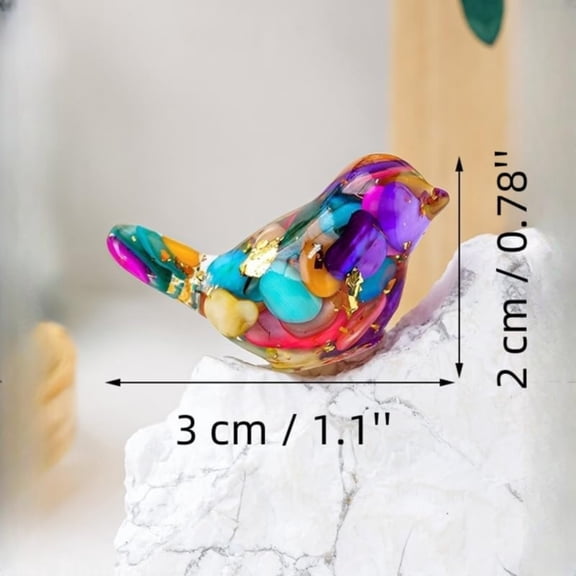 Crystal Bird Figurines Collectible Miniature Resin Glass Decorative Gravel Birds Art Crystal Animals Figurines for Office Desktop Home Decor Paperweight (Colorful)