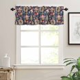 thumbnail image 7 of Christmas Kitchen Curtains and Valances Set, Deer Wreath Christmas Tree Xmas Bells Candle Blue Rod Pocket Window Valance Window Curtain Panels for Living Room Bedroom Laundry, 27.5x24in, 3 Pieces, 7 of 7