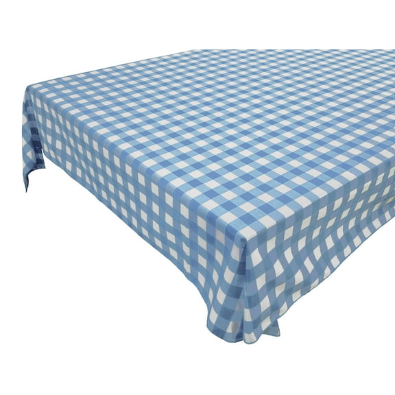 Cotton Gingham Checkered Tablecloth Light Blue