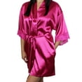 thumbnail image 5 of Women's Satin Kimono Short Robe with Lace Trim Sleeves, 5 of 10