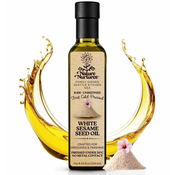 White Sesame Oil for Cooking | Raw First Cold Pressed | Single Press Below 30C | Unrefined | Made in USA