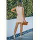 thumbnail image 1 of ABPHQTO Minivestido ajustado al cuerpo con corte torcido de punto color albaricoque para mujer, 1 of 5