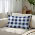 thumbnail image 3 of Navy Blue Plaid Throw Pillow Cover, Pillowcase Protectors with Zipper, Breathable Decorative Lumbar Pillow Case Cover, Spring Farmhouse Buffalo Checkered Pillow Shams for Couch Sofa 12x20Inch, 3 of 8