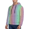 thumbnail image 3 of Pofeuu Rainbow Peacock Feathers Print Mens Casual Hooded Collar Drawstring Hoodies Pullover Sweatshirts Casual Long Sleeve Shirts-XX-Large, 3 of 7