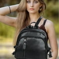 thumbnail image 7 of Mini Leather Backpack for Women | Convertible 4-in-1 Purse Handbag | Crossbody, Shoulder, Satchel Styles | Lightweight Polyester | Removable Straps | Black | 9.1x4.7x10.2 in | 0.46 lb, 7 of 7