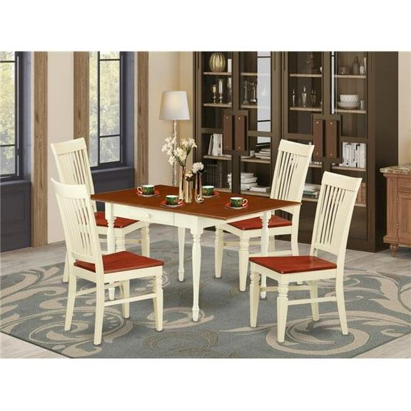 5 Piece Monza Kitchen Table Set - Buttermilk & Cherry