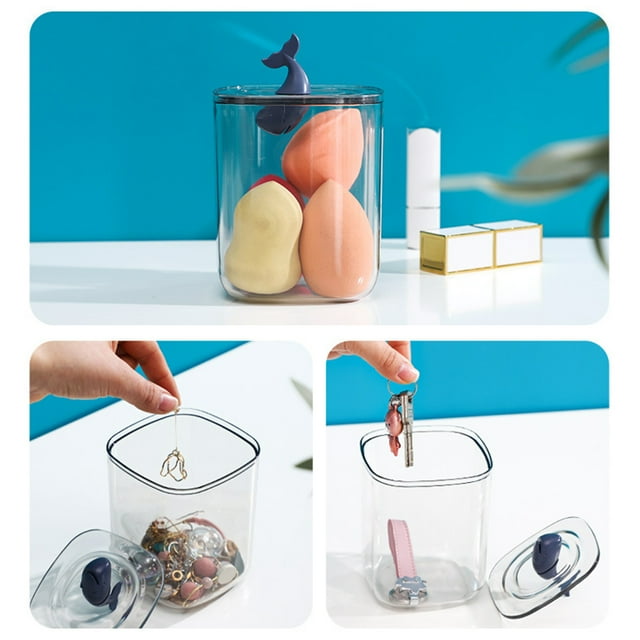 Cotton Swab Containers with Lids Storage for Bathroom Holder Multifunctional Desktop Clear Makeup Case Bathroom Bedroom Dormitory Washroom Swan