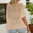 thumbnail image 4 of Womens Tops Blouses Neck Short Sleeve Sweater Crochet Out Knit Pullover Cover Up Womens Tee, 4 of 6