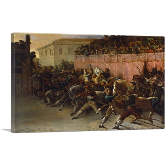ARTCANVAS Riderless Racers at Rome 1817 Canvas Art Print by Theodore Gericault - Size: 18" x 12" (1.50" Deep)