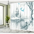 thumbnail image 5 of Ambesonne Sketchy Shower Curtain, Boat on River Drawing, 69"Wx84"L, White Grey Blue, 5 of 5