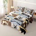 thumbnail image 3 of Manfei Vintage Wildlife Bed Spread Queen,Retro Bear Print Queen Coverlet Set,Brown,3-Piece, 3 of 7