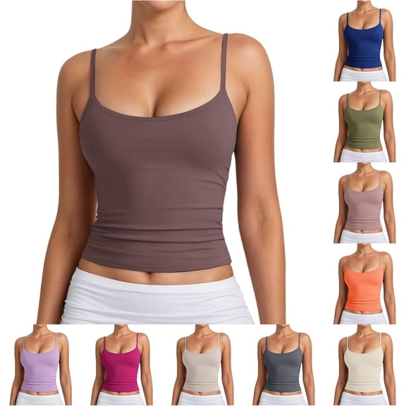 Tanghaowl Tank Tops for Women, Women Ribbed Knit Adjustable Spaghetti Strap Camisole Top Sleeveless Casual Layering Tank Dark Purple XL