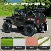 Farmdex 2 Seater 24V Ride on Toys for Big Kids, Powerful Electric Ride On Truck Car with Remote Control w/20 Inch Wide Seat, Colorful LED Lights, Rich Multimedia Music, Black