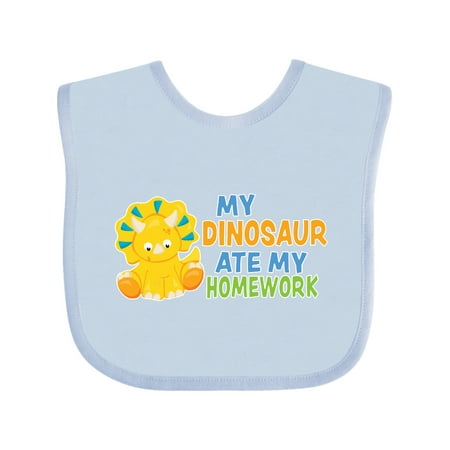 

Inktastic My Dinosaur ate my Homework with Cute Dinosaur Gift Baby Boy or Baby Girl Bib