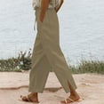 thumbnail image 2 of Posijego Womens Linen Pants Lightweight Casual Wide Leg Elastic Waist Lounge Pants for Women with Pockets, 2 of 6