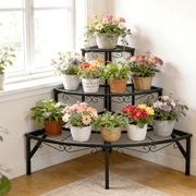 Wisfor 3 Tier Corner Plant Stand Metal Flower Display Rack for Indoor Outdoor,Sleek Black,23 Height