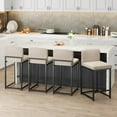 thumbnail image 3 of Modern Bar Stools Set of 2, Upholstered Counter Height 24.8" Bar Stools, Faux Leather Counter Stools Bar Chairs with Back, for Kitchen Island, Beige, 3 of 9