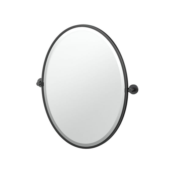 Gatco Reveal 27.5" Framed Oval Mirror, Matte Black