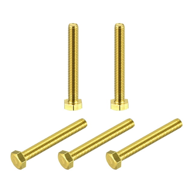 Unique Bargains Brass Hex Bolts, M6x45mm 5 Pack Fully Thread Grade 4.8 Machine Screws