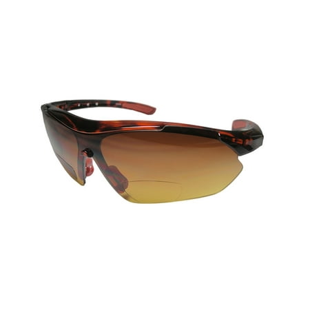 Bifocal Sunglasses Sports Design Anti Glare Coating Wrap Around Glasses-Tort Red-2.00