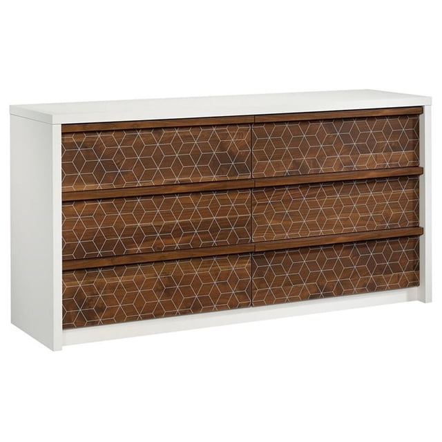 Bowery Hill Commode en Bois d'Ingénierie, Blanc Doux et Noyer
