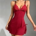 thumbnail image 5 of Levmjia Sleeveless Nightgowns For Women V-Neck Lace Sleep Spaghetti Strap Dress Soft Breathable Comfy Solid Color Casual Summer Home Wear, 5 of 9