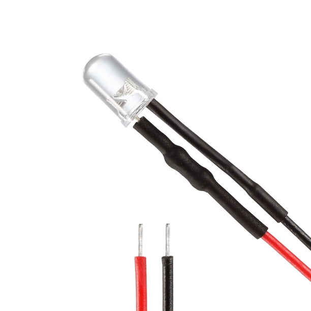 Luz LED preconectada, DC 24V 20mA - Bombilla redonda blanca preconectada de 5 mm para fiestas en barcos (10 PCS)