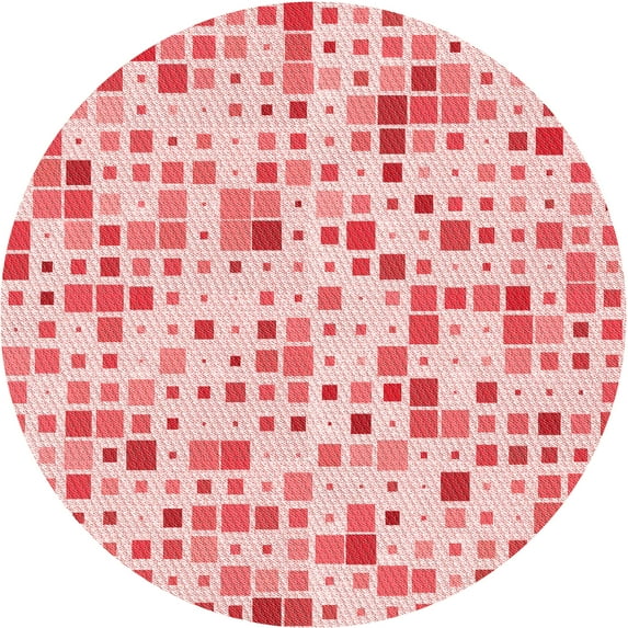 Ahgly Company Indoor Round Patterned Valentine Red Area Rugs, 7' Round