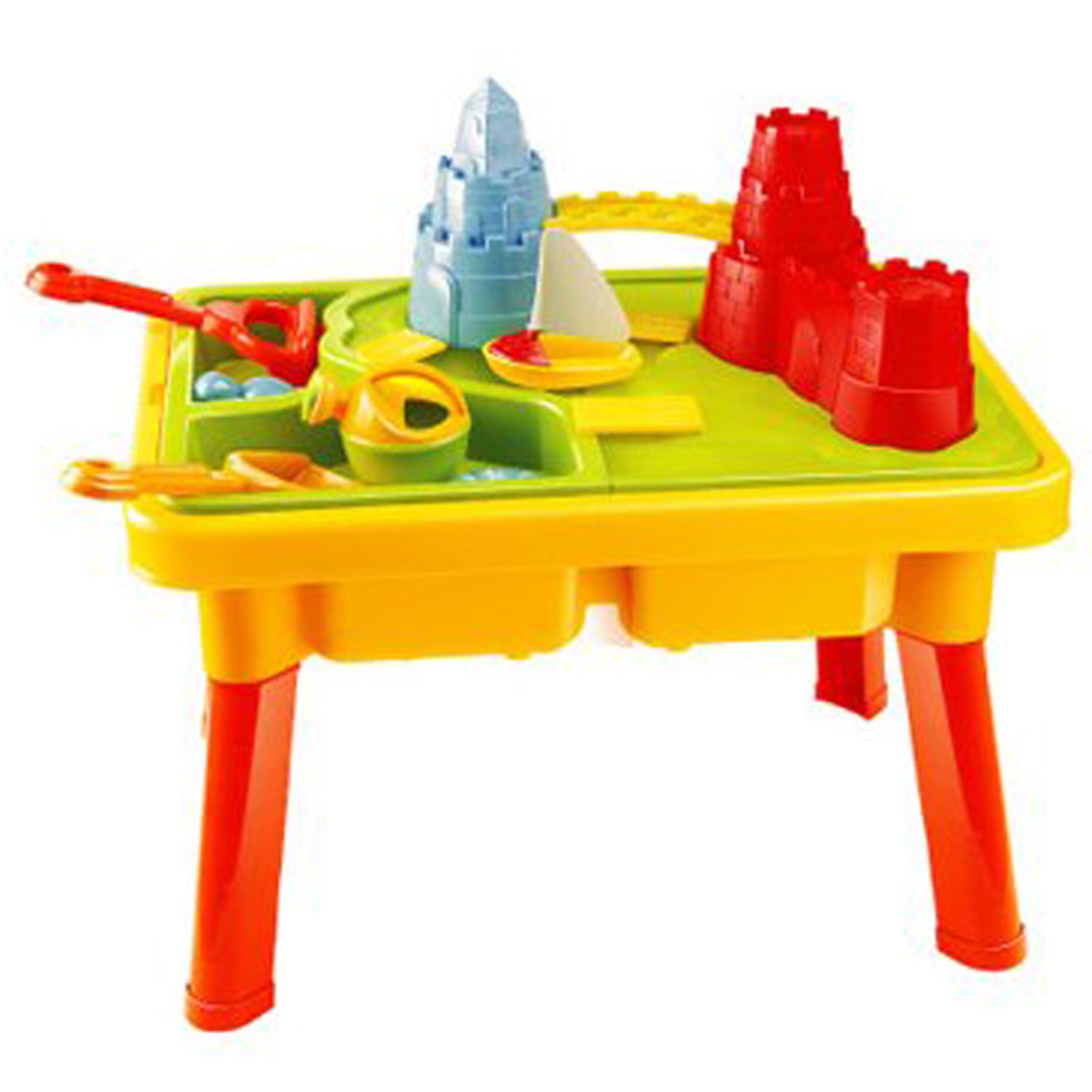 Sandbox Castle 2-in-1 Sand and Water Table with Beach Playset 23"L x 17"W x 15"H.