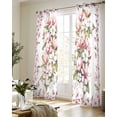 thumbnail image 5 of Spring Floral Sheer Curtains 84 Inch Length 2 Panels Set for Living Room/Bedroom, Retro Pink Orchid Flowers Leaves Botanical Kitchen Curtains Grommet Semi-Sheer Curtains Window Treatments 42"x84"x2, 5 of 7