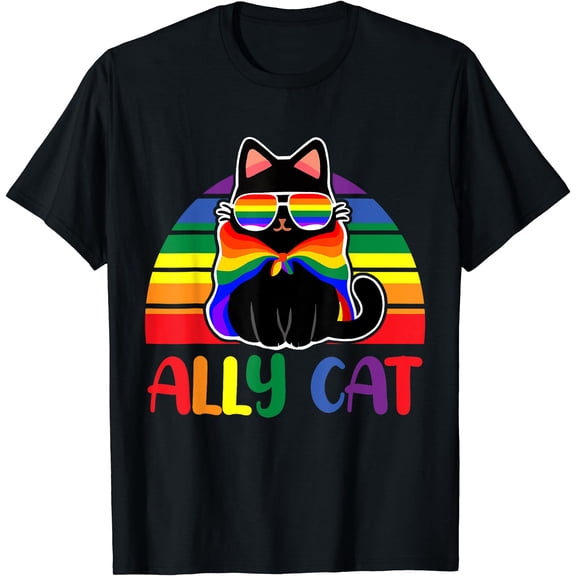 LGBT Ally Cat Garden Flag - Cartoon Cat with Rainbow Scarf - Double Sided Weather Resistant Outdoor Decor