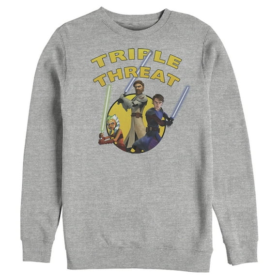 Men's Star Wars: The Clone Wars Group Shot Triple Threat  Sweatshirt Athletic Heather Large