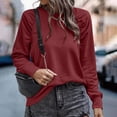 thumbnail image 6 of Brglopf Sweatshirt for Women Dressy Casual Blouse Fall Fashion Lightweight Puff Long Sleeve Crewneck Pullover Tops Wine M, 6 of 9
