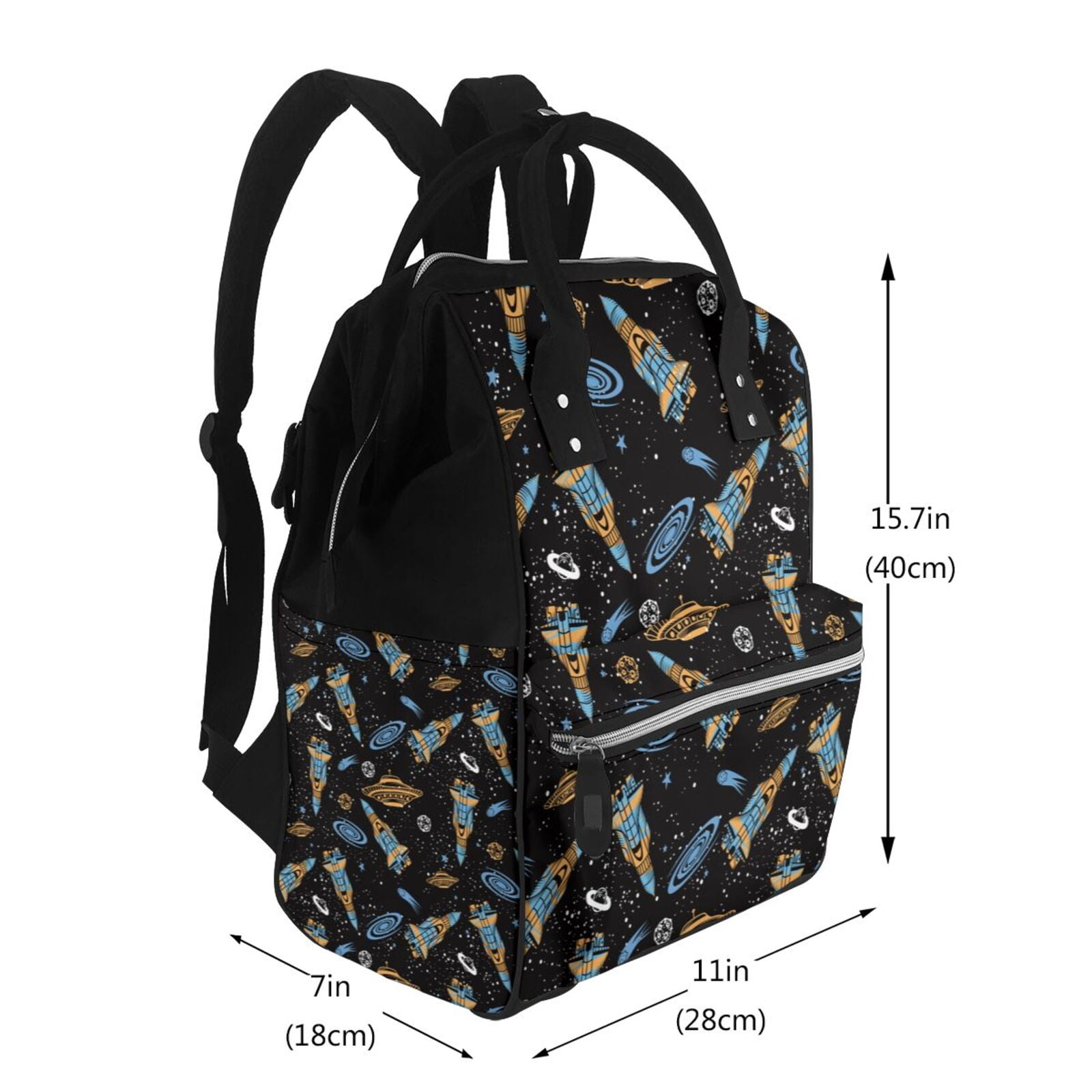 Hirioo Space Rocket for Mummy Diaper Bag Backpack Diaper Bag Backpack for Moms and Dads Unisex Shoulder Bags Travel Hiking Outdoor Pack