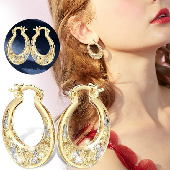 XIAQUJ Ear Ring Earrings Female in laid Big Personalized Hoop Jewelry Ear Butterflys Earrings Earrings Gold