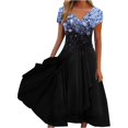 thumbnail image 1 of QJUHUNG Robe Midi Formelle pour Femmes Soirée Été Col en V Manches Courtes T-Shirt Soirée Invité de Mariage Style Asymétrique B-8 Cocktail Gris_i L, 1 of 5