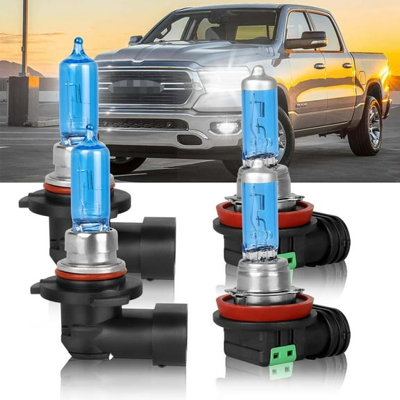 FZPJJNB For Dodge RAM 1500 2500 3500 2013-2021 9005 H11 Halogen Headlight High Low Beam Bulbs Combo,Pack of 4