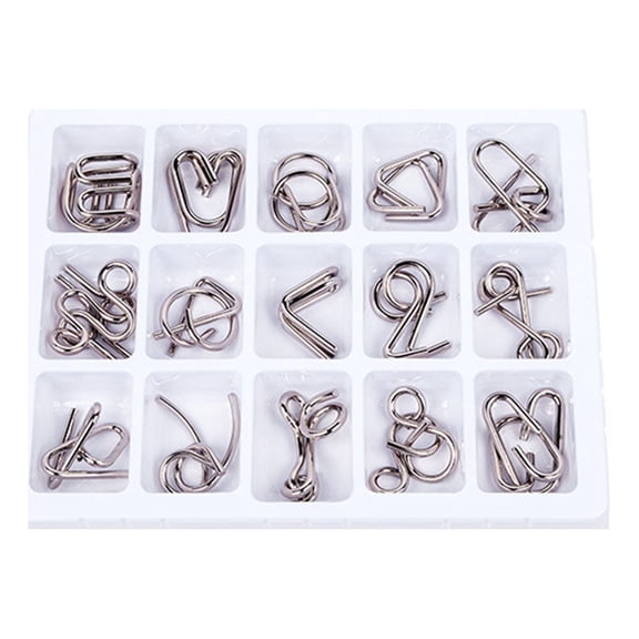 WRITWAA 15-Piece IQ Puzzle Set with Red Metal Brain for Creative Thinking and Problem Solving