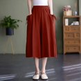 thumbnail image 2 of Glisme Casual Pants For Women Plus Size Knee Length Cotton Linen Shorts Summer Baggy Dressy Long Shorts With Pockets Red Trousers Flexible Fit, 2 of 7