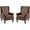 Brown Set of 2, variant on Mid-Century Wingback Chair,PU Leather Accent Chair with Button Tufted Back Modern Living Room Lounge Sofa Chair with Rivet Trim,Single Club Armchair for Bedroom Home Reception