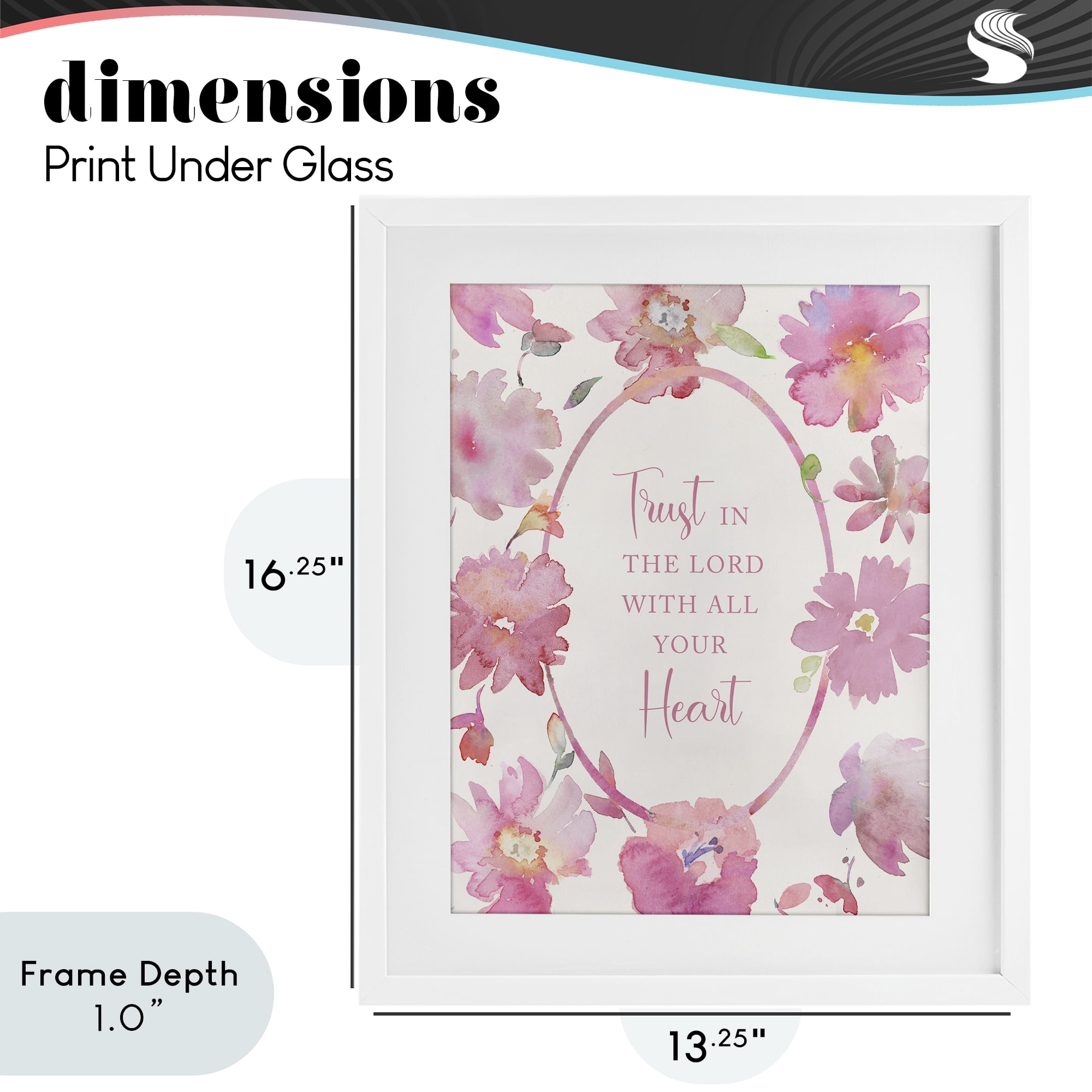 Stupell Industries Trust In The Lord Pink Blooms White Framed Print Under Glass, design by Theresa Heidel