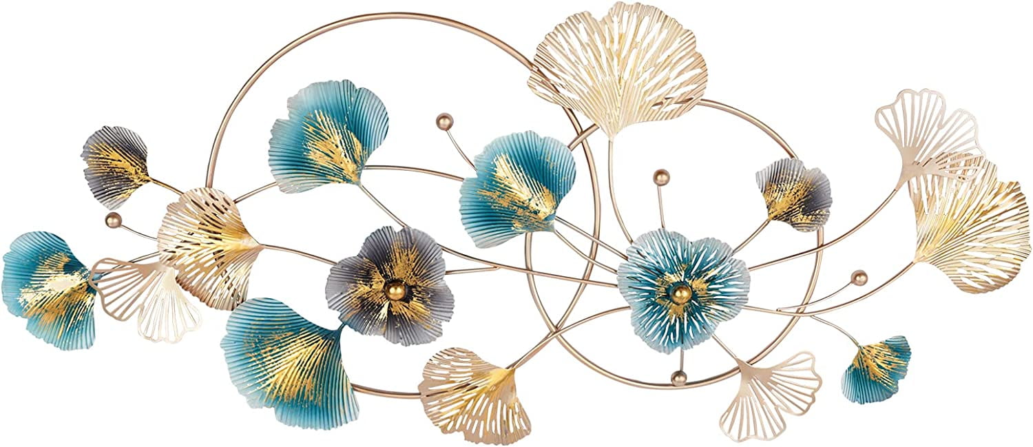 Miumaeov 3D Metal Ginkgo Biloba Leaves Wall Decor Wall Art Modern