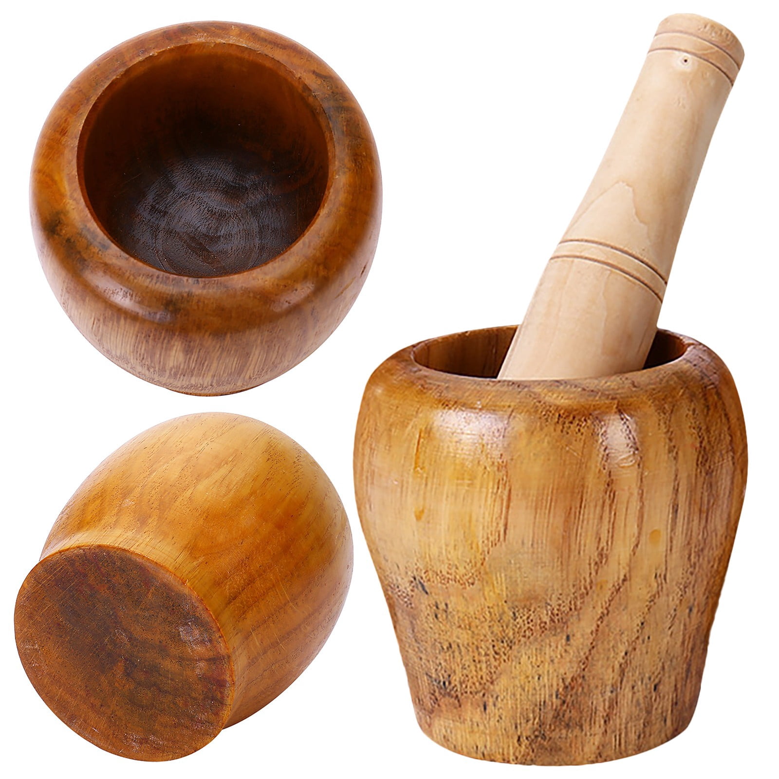 XKHHLH Garlic Herb Spice Coffee Beans Mixing Grinder Crusher, Wooden Manual Garlic Masher, Garlic Crusher, Ginger Crusher, Masher Mincing Kitchen Pounding Tool