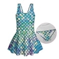thumbnail image 4 of Uorisanigo Girls Swimsuits Blue Mermaid Scale One Piece Bathing Suits Back Strap for Kids Swim Dress Summer Beach, Size 12-13, 4 of 6