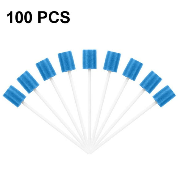 100 Count Unflavored Disposable Oral Swabs, Tooth Shape for Oral Cavity Cleaning Sponge Swab Individually Wrapped