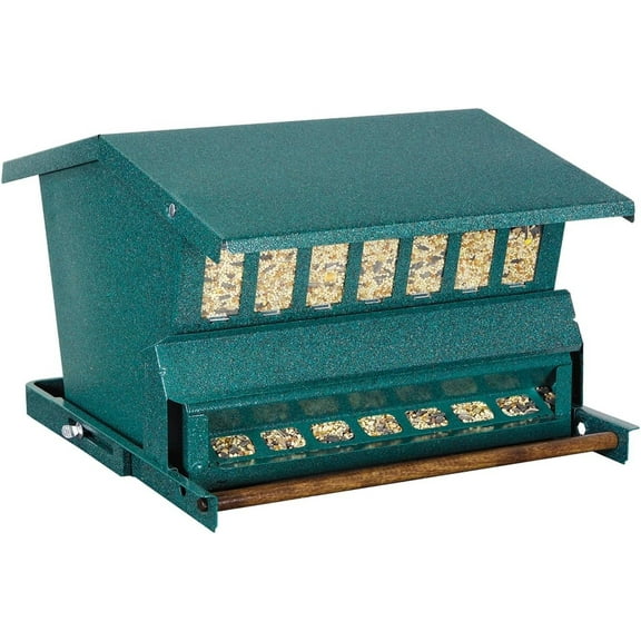 Heritage Farms Squirrel Proof Bird Feeder 15 lb Metal Hanging Pole Mount Green