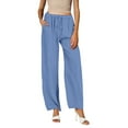 thumbnail image 3 of Women's Plus Size Cotton Linen Casual Pants Loose Spring Summer Fall, 3 of 6