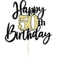 thumbnail image 3 of Black Gold Glitter Happy 50th Birthday Cake Topper,Happy 50 Birthday Cake Decoration for 50 & Fabulous Birthday,Hello 50 Party Anniversary Party Cake Decorations Supplies, 3 of 4