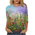 thumbnail image 1 of Moda mujer cuello redondo tres cuartos 3/4 manga camiseta otoño estampado blusa Tops sudadera Fridja FKASFK3020, 1 of 5